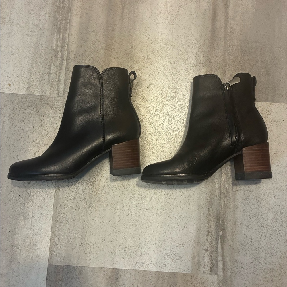 Sperry Black Side-Zip Leather-Look Ankle Booties - Picture 6 of 7